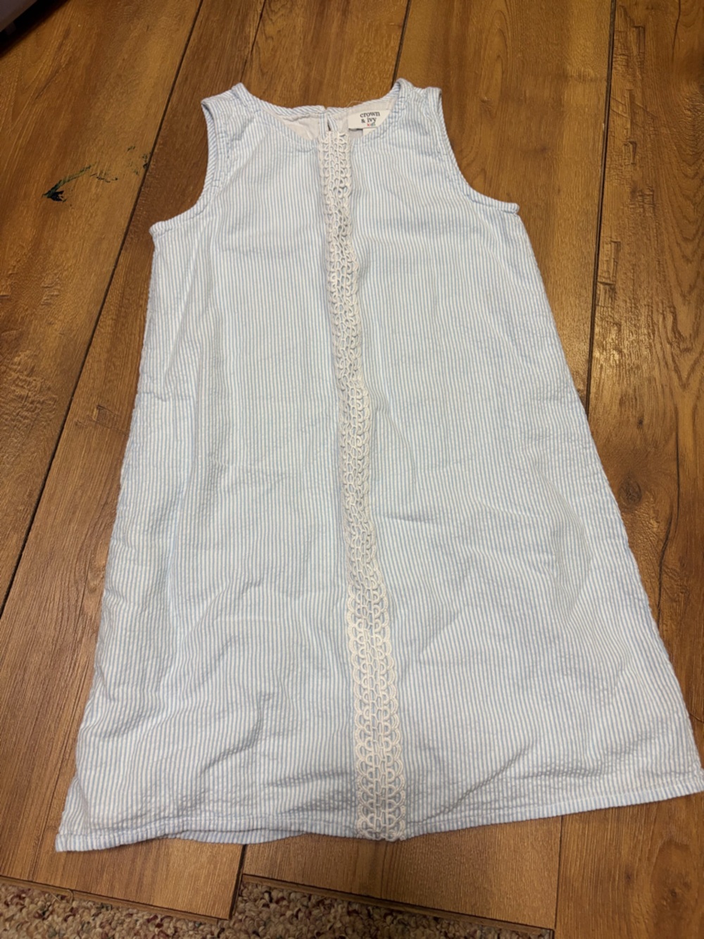 crown & ivy Light Blue and White Striped Kids Shirt